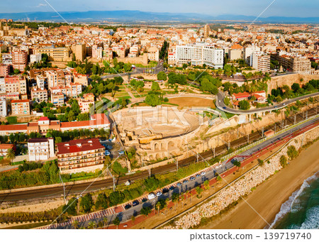 Tarragona Amphitheatre aerial panoramic view, Spain Tarragona Amphitheatre aerial panoramic view, Spain 139719740