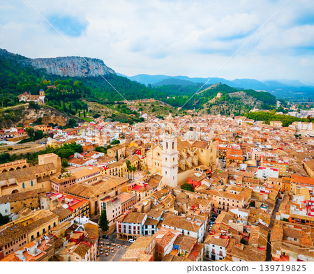 Collegiate Basilica of Xativa aerial panoramic view, Spain Collegiate Basilica of Xativa aerial panoramic view, Spain 139719825