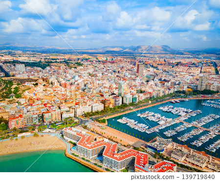 Alicante city port aerial panoramic view, Spain 139719840