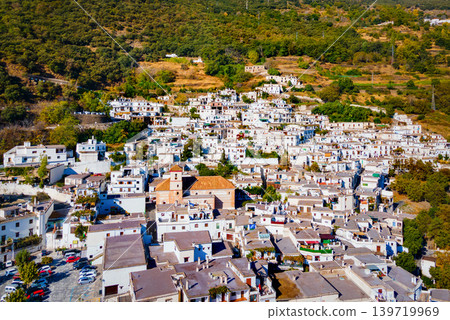 Pampaneira village aerial panoramic view in Spain Pampaneira village aerial panoramic view in Spain 139719969