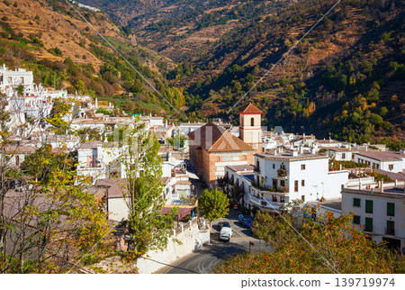 Pampaneira village aerial panoramic view in Spain Pampaneira village aerial panoramic view in Spain 139719974