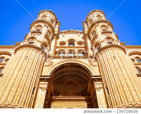 Malaga Cathedral close-up view in Andalusia, Spain Malaga Cathedral close-up view in Andalusia, Spain 139720016