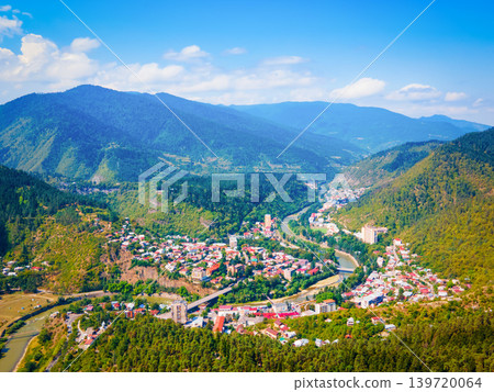 Borjomi town aerial panoramic view, Georgia Borjomi town aerial panoramic view, Georgia 139720064