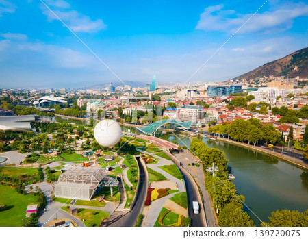 Tbilisi old town aerial panoramic view Tbilisi old town aerial panoramic view 139720075