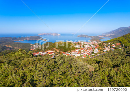 Kas city aerial panoramic view in Turkey 139720090