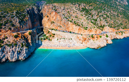 Kaputas Beach aerial panoramic view in Turkey 139720112