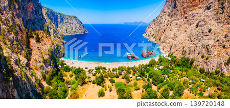 Butterfly Beach aerial panoramic view in Turkey Butterfly Beach aerial panoramic view in Turkey 139720148