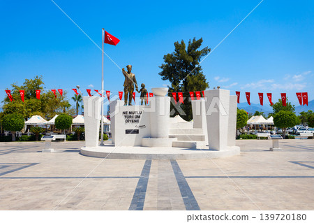 Kemal Ataturk monument at the central square of Fethiye city, Turkey Kemal Ataturk monument at the central square of Fethiye city, Turkey 139720180