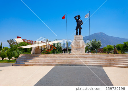 Sehit Yuzbasi Tayyareci Fethi Bey monument in Sehit Fethi Bey Park in Fethiye, Turkey Sehit Yuzbasi Tayyareci Fethi Bey monument in Sehit Fethi Bey Park in Fethiye, Turkey 139720196