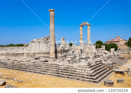 Temple of Apollo ruins at Didyma ancient sanctuary in Didim city in Turkey Temple of Apollo ruins at Didyma ancient sanctuary in Didim city in Turkey 139720334