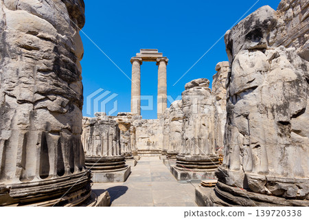 Temple of Apollo ruins at Didyma ancient sanctuary in Didim city in Turkey Temple of Apollo ruins at Didyma ancient sanctuary in Didim city in Turkey 139720338