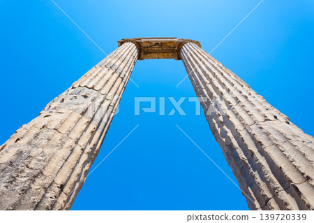 Temple of Apollo ruins at Didyma ancient sanctuary in Didim city in Turkey Temple of Apollo ruins at Didyma ancient sanctuary in Didim city in Turkey 139720339