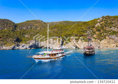 Boat near the Oludeniz beach, Fethiye district in Turkey Boat near the Oludeniz beach, Fethiye district in Turkey 139720412