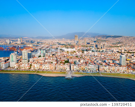 Izmir city centre aerial panoramic view in Turkey 139720451