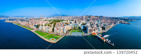 Cumhuriyet square aerial panoramic view in Izmir city in Turkey 139720452