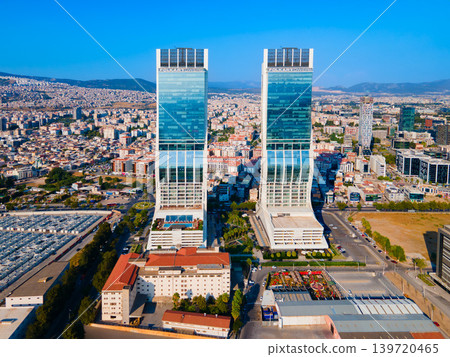Folkart Towers aerial panoramic view in Izmir city Folkart Towers aerial panoramic view in Izmir city 139720465