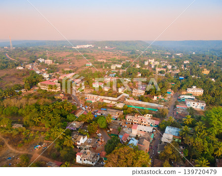 Arambol village aerial panoramic view in Goa, India Arambol village aerial panoramic view in Goa, India 139720479