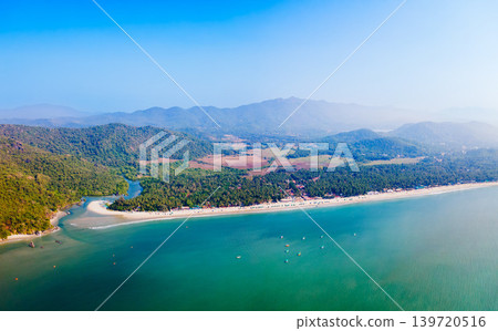 Palolem Beach aerial panoramic view in Goa, India Palolem Beach aerial panoramic view in Goa, India 139720516