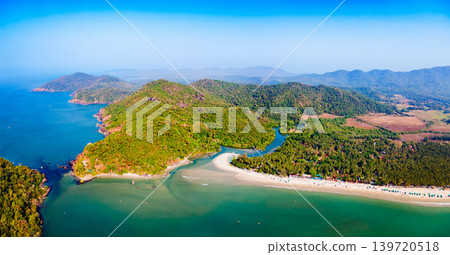 Palolem Beach aerial panoramic view in Goa, India Palolem Beach aerial panoramic view in Goa, India 139720518
