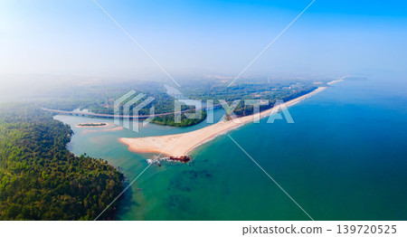 Galgibaga Beach aerial panoramic view in Goa, India Galgibaga Beach aerial panoramic view in Goa, India 139720525