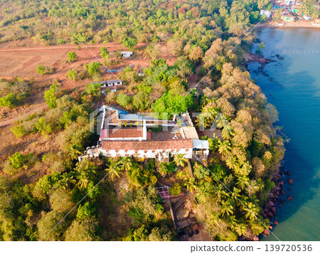 Fort Tiracol aerial panoramic view in Goa, India 139720536