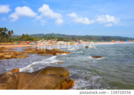 Beauty Agonda Beach in South Goa in India Beauty Agonda Beach in South Goa in India 139720556