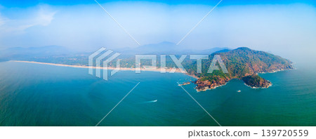 Agonda Beach aerial panoramic view in Goa, India 139720559