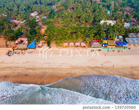 Agonda Beach aerial panoramic view in Goa, India Agonda Beach aerial panoramic view in Goa, India 139720560