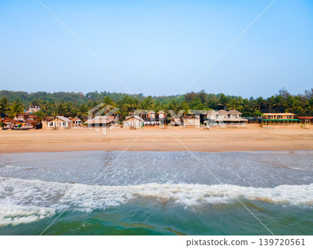 Agonda Beach aerial panoramic view in Goa, India Agonda Beach aerial panoramic view in Goa, India 139720561