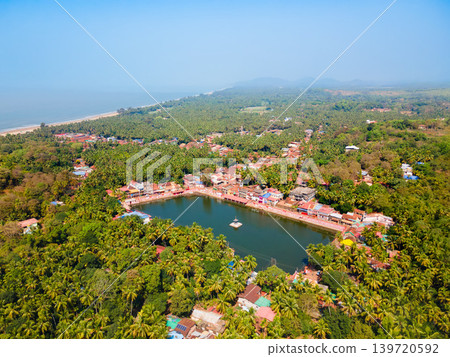Koti Teertha pond aerial panoramic view in Gokarna Koti Teertha pond aerial panoramic view in Gokarna 139720592