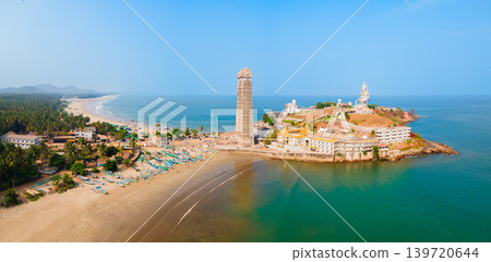 Murudeshwara Temple aerial panoramic view in India Murudeshwara Temple aerial panoramic view in India 139720644