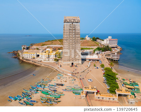 Murudeshwara Temple aerial panoramic view in India Murudeshwara Temple aerial panoramic view in India 139720645
