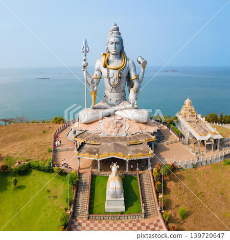 Murudeshwara Temple aerial panoramic view in India Murudeshwara Temple aerial panoramic view in India 139720647