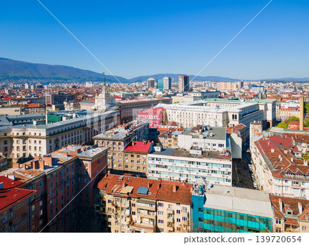 Sofia city centre aerial panoramic view in Bulgaria Sofia city centre aerial panoramic view in Bulgaria 139720654