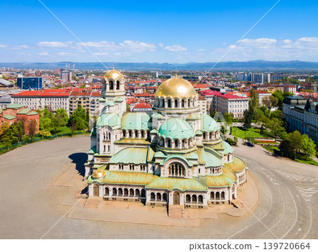 St. Alexander Nevsky Cathedral aerial panoramic view, Sofia 139720664