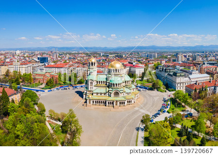 St. Alexander Nevsky Cathedral aerial panoramic view, Sofia St. Alexander Nevsky Cathedral aerial panoramic view, Sofia 139720667