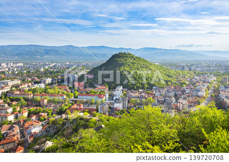 Plovdiv city centre aerial panoramic view in Bulgaria 139720708