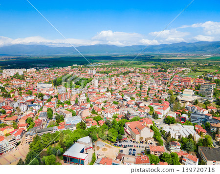 Kazanlak city centre aerial panoramic view in Bulgaria Kazanlak city centre aerial panoramic view in Bulgaria 139720718