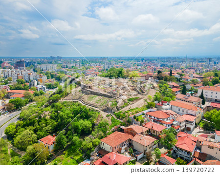 Nebet Tepe ancient city aerial view in Plovdiv Nebet Tepe ancient city aerial view in Plovdiv 139720722