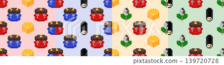 Pixel art Setsubun pattern (4 types) seamless pattern set (swatches) 139720728