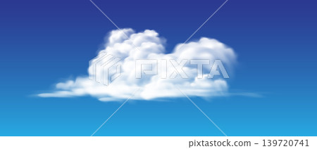 Realistic big white clouds smoke landscape on blue sky background vector 139720741