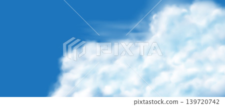 Realistic big white clouds smoke landscape on blue sky background vector Realistic big white clouds smoke landscape on blue sky background vector 139720742