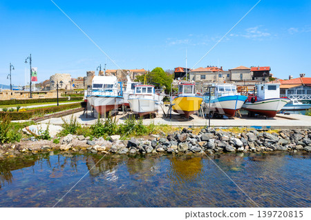 Boats at Nesebar or Nessebar city port, Bulgaria Boats at Nesebar or Nessebar city port, Bulgaria 139720815