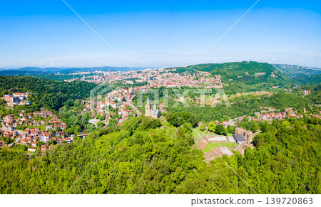 Patriarchal Cathedral, Tsarevets Fortress aerial view, Veliko Tarnovo Patriarchal Cathedral, Tsarevets Fortress aerial view, Veliko Tarnovo 139720863