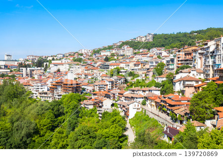 Veliko Tarnovo city centre aerial panoramic view, Bulgaria Veliko Tarnovo city centre aerial panoramic view, Bulgaria 139720869