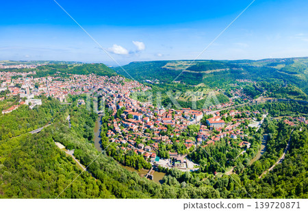 Veliko Tarnovo city centre aerial panoramic view, Bulgaria Veliko Tarnovo city centre aerial panoramic view, Bulgaria 139720871