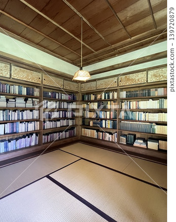 A retro and impressive bookshelf at the Tatsuo Hori Literary Memorial Museum in Oiwake, Karuizawa, Nagano Prefecture. A retro and impressive bookshelf at the Tatsuo Hori Literary Memorial Museum in Oiwake, Karuizawa, Nagano Prefecture. 139720879