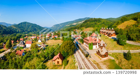Panoramic aerial view of Mokra Gora village in mountains, Serbia Panoramic aerial view of Mokra Gora village in mountains, Serbia 139720998