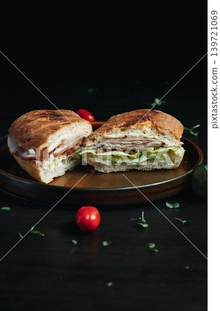 Delicious sandwich with fresh ingredients Delicious sandwich with fresh ingredients 139721069