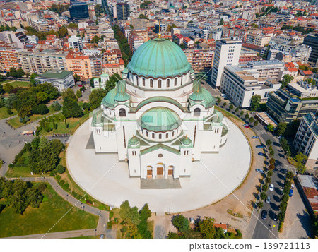 Aerial view of Saint Sava Temple in Belgrade, Serbia Aerial view of Saint Sava Temple in Belgrade, Serbia 139721113